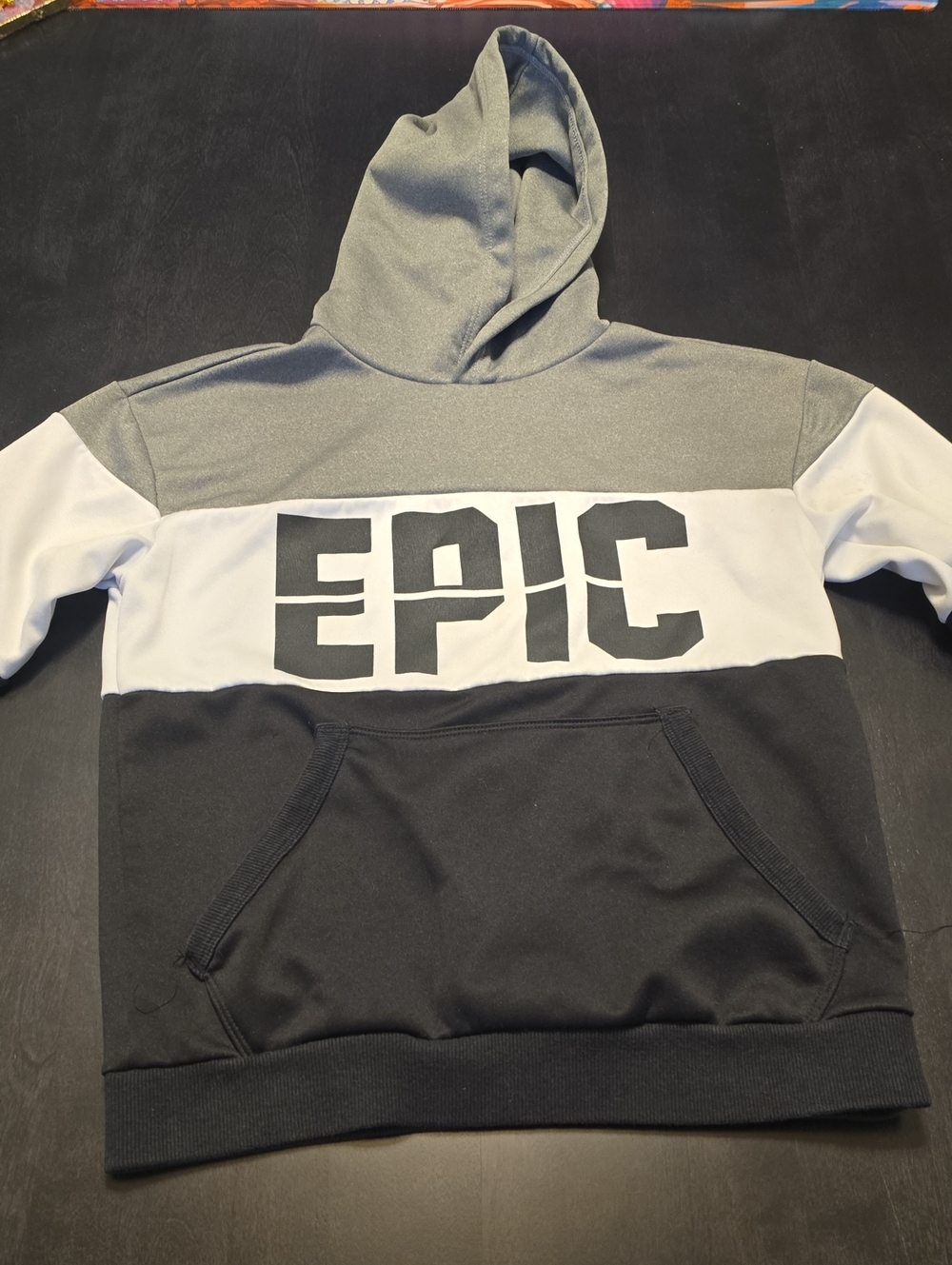 Kid's EPIC Colorblock Hooded Sweater - Gray/White/Black